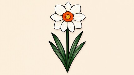 Decorative Daisy Flower in Lush Green Foliage and Botanical Design