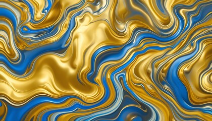 Fototapeta premium Abstract Swirling Gold and Blue Liquid Marble Design