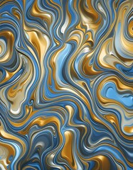 Obraz premium Abstract Swirling Blue and Gold Liquid Marble Design