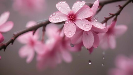 an abstract photograph of raindrops and flowers in the middle of spring and fall