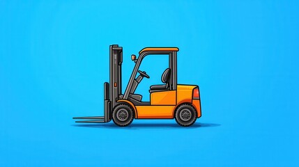 Fototapeta premium Powerful Orange Forklift in Blue Background for Warehouse or Logistics