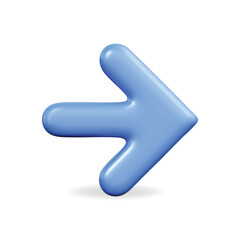 3d vector icon of a blue arrow, representing direction and movement