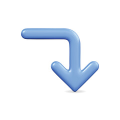 3d vector icon of a blue curved arrow, symbolizing direction and movement