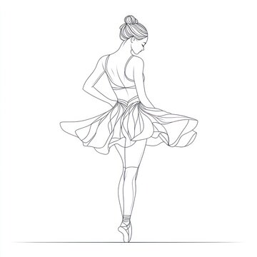 ballerina in dress, standing en pointe clip art preview