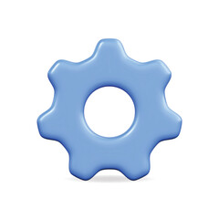 3d vector icon of a blue gear symbolizing technology and engineering