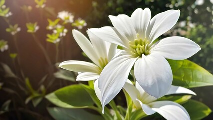a close up of white flowers on a tree branch by a window sill against the sunlight