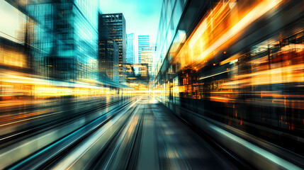 Fototapeta premium abstract view business of highway in city high speed motion
