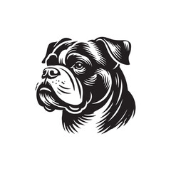 American Bull Dog  Silhouette - Minimalist American Bulldog Vector - dog illustration.