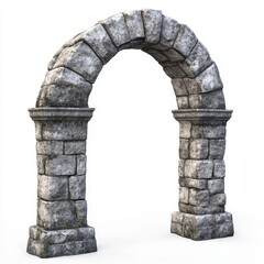 Ancient stone archway isolated on white background.