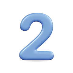 3d vector icon of a playful blue number two, ideal for educational purposes