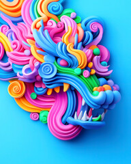 Vibrant and colorful dragon head design in abstract style.