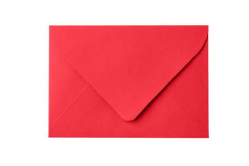 Red greeting envelope isolated on white background