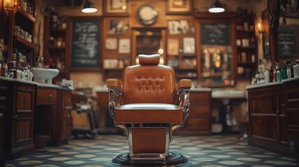 Vintage barber shop with a classic chair.