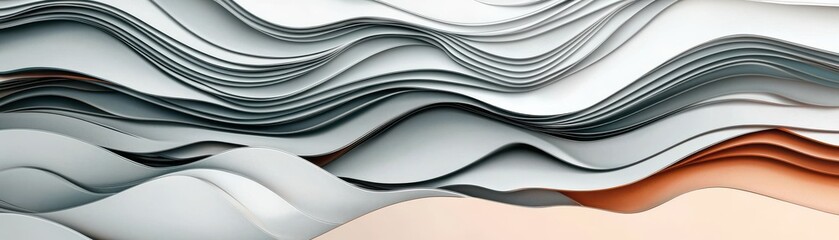 Obraz premium Abstract waves of paper in soft colors create a dynamic background.