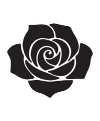 Modern Black Rose Graphic with White Backdrop
