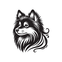 American Eskimo Dog Silhouette - Dog Vector - Minimalist Dog Illustration.