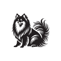 American Eskimo Dog Silhouette - Dog Vector - Minimalist Dog Illustration.