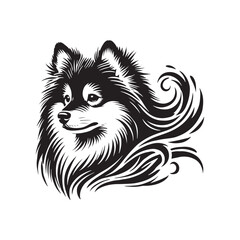 American Eskimo Dog Silhouette - Dog Vector - Minimalist Dog Illustration.