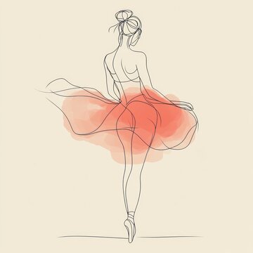 ballerina in red tutu, line art clip art preview