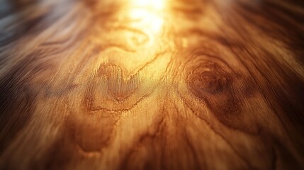 Fototapeta premium Close-up view of a richly textured wooden surface with a warm golden light highlighting the wood grain.
