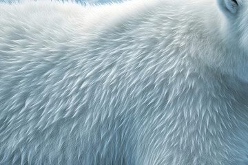 Close up view of a polar bear's thick  white fur  showcasing its texture and density. © imagepocket