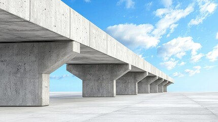 Obraz premium Monumental Concrete Architecture Against Cloudy Sky in Modern Urban Landscape