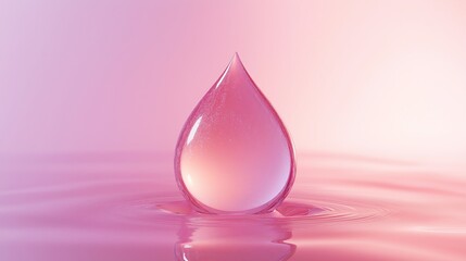 Captivating pink water droplet creating ripples on a serene surface