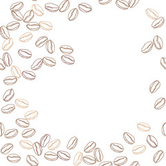Coffee bean seamless pattern on white background. sketch of coffee beans. Hand drawn coffee beans with copy space for text.