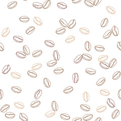 Coffee bean seamless pattern on white background. sketch of coffee beans. Hand drawn coffee beans vector.