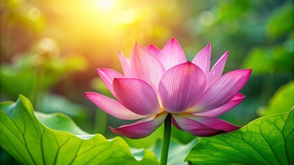 Blooming Pink Lotus Flower Closeup