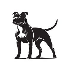 American Staffordshire Terrier Silhouette - American Staffordshire Terrier Illustration - Minimalist Dog Vector.