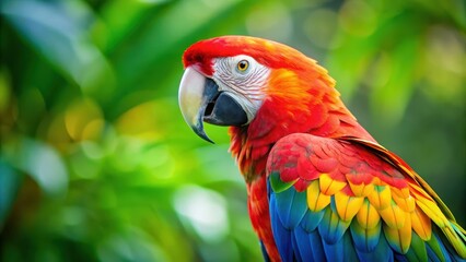 Obraz premium Vibrant and colorful parrot with striking feathers, parrot, colorful, vibrant, tropical, bird, feathers, exotic, wildlife, vivid
