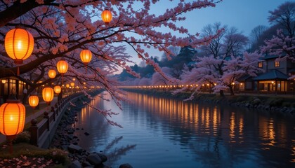 Cherry Blossom Canal Night