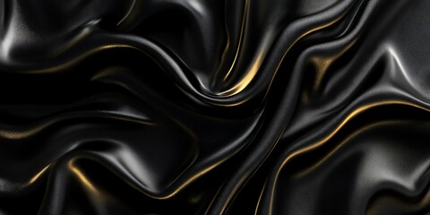 Fototapeta premium Abstract black and gold silk fabric texture.