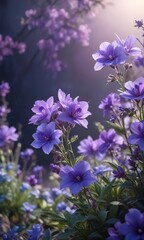 Fototapeta premium delicate violet flowers with purple blue undertones, nature photography, violet flowers