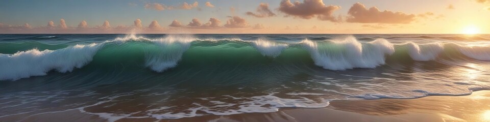 Fototapeta premium Delicate waves caress the shore of a tranquil ocean, natural, calm, wave