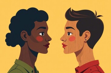 Concept of racial equality, anti-racism, diversity, stop racism, humanity, different wood textures, silhouette, diverse cultures, cultural diversity, wooden face shape,