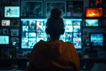 A person sitting in front of a glowing AI screen, looking overwhelmed as the technology continues to evolve beyond their control.