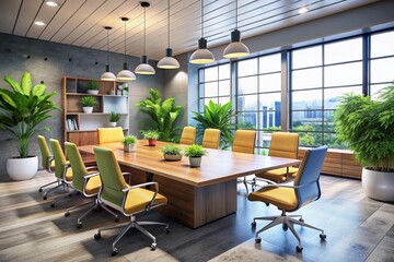 Minimalist modern conference table plants.