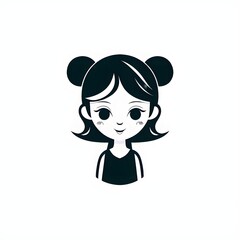 Obraz premium A simple cartoon of a girl with a white background