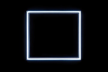 Neon Square Frame on Black Background.