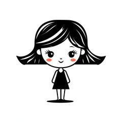 Fototapeta premium A simple cartoon of a girl with a white background