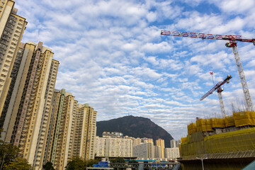DEC 16 2024,Hong Kong.Construction site and Dense residential area in Kai Tak area