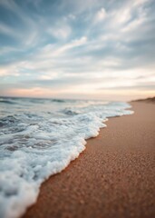  Sea wave rolls along the shore of a sandy beach autumn footage of the seascape blurred background selective focus sea of azov russia beach wallpaper summer wallpaper beach background tropical nature