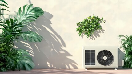 Air conditioner and wind or air flow to show cool and fresh. AC indoor unit or evaporator and wall-mounted. That is part of mini split system or ductless system type