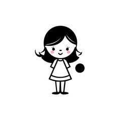 Fototapeta premium A simple cartoon of a girl with a white background