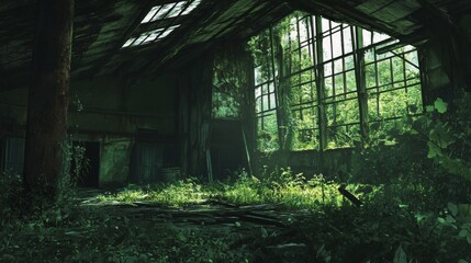 Forgotten Industrial Zone with Decay and Nature's Embrace