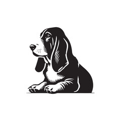 Basset Hound Dog Minimalist Vector - Basset Hound Silhouette - Basset Hound Illustration.