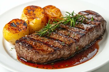 Grilled Steak with Roasted Potatoes and Rosemary