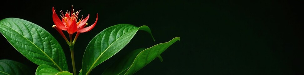 Fototapeta premium Hedychium coronarium green leaves isolated on black background with clipping path, tropical plant, natural remedies, evergreen